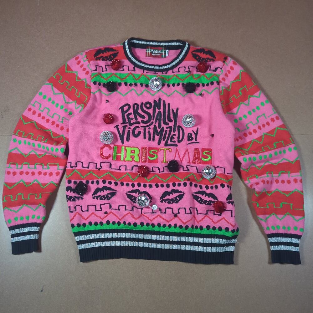 Mean Girls Christmas Sweater Light Up Pink Spencer’s Workshop Size L